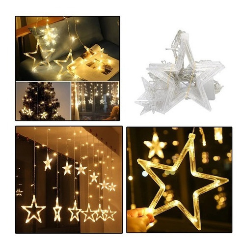 Luz Led Navidad Cascada Estrella Decorativa Adorno 3 Mts 