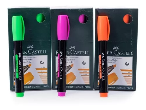 Faber-Castell Juego de resaltadores fluorescentes, 8 rotuladores con punta  de cincel en varios colores neón