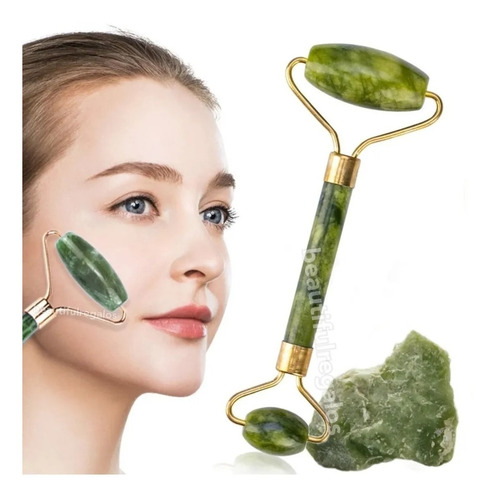 Masajeador Rodillos Piedra Jade Facial Corporal 