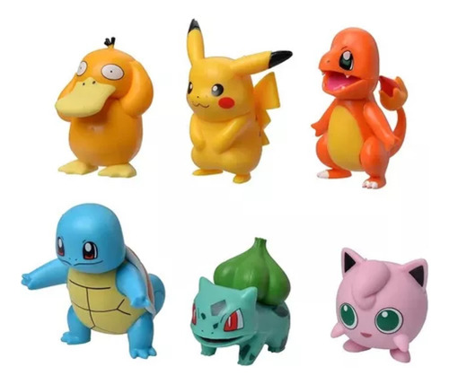 Kit 6 Bonecos Pokémon Pikachu Squirtle Bulbasau Charmander