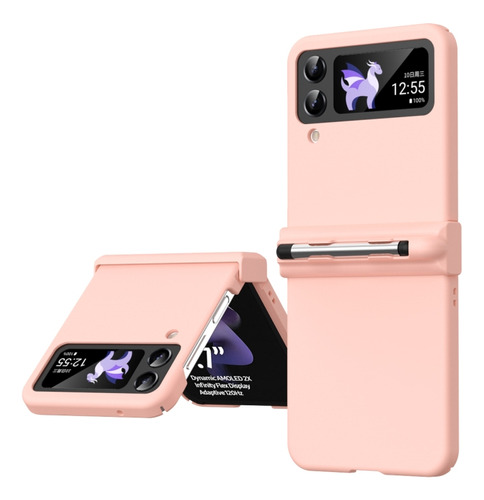 Funda De Teléfono Rosa De Tres Piezas Para Galaxy Z Flip4 5g