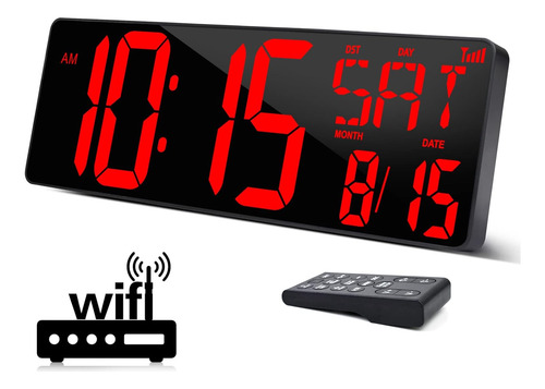 Reloj De Pared Digital Grande Sincronización Wifi, Rel...