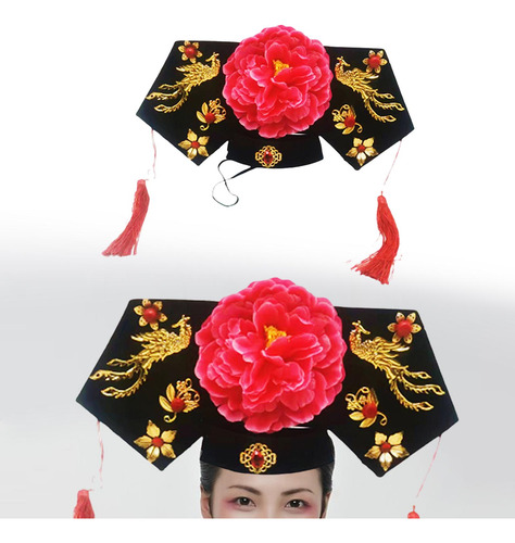 Diadema Qing Con Corona Floral, Diadema Divertida Con Borla,