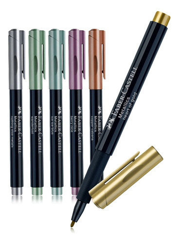 5 Marcadores Faber Castell Metallic Vidrio Metal Cerámica Et