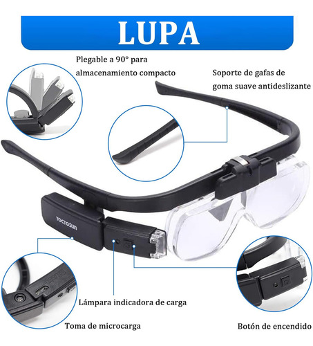 Lentes Lupa Luz Led Para Extensión De Pestañas,microblading