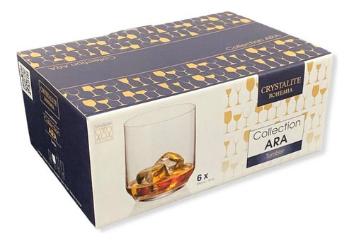 Jogo 6 Copos De Cristal Para Whisky 320ml Bohemia Premium Cor Incolor