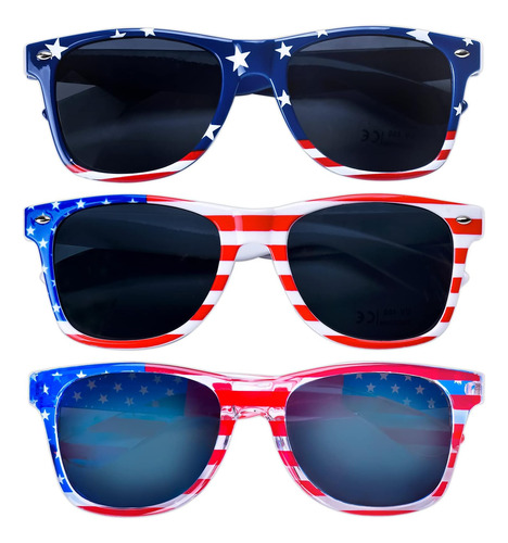 Donse 3 Pares De Gafas De Sol Con Estilo Bandera Americana