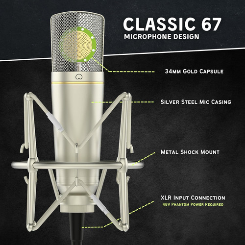 Micrófono De Condensador De Estudio Ma-67, Diámetro Grande D