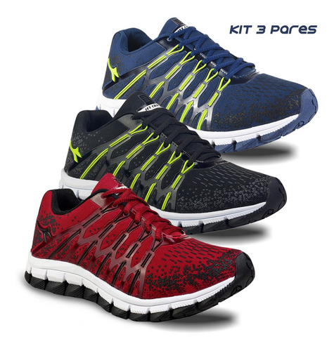 Imagem 1 de 4 de Kit 3 Tênis Masculino Olymp Olimp Caminhada Promoção Barato