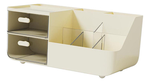 Organizador De Escritorio Multiusos Con Cajón De Color Crema