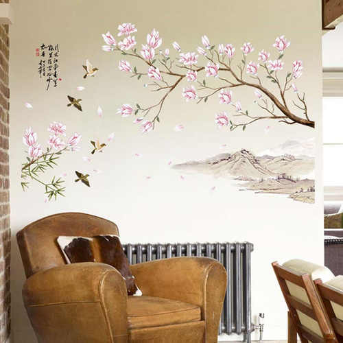 Calcomanía Adhesiva Para Pared Con Flor De Melocotón