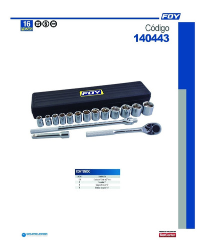 Kit De Dados, Matraca Y Maneral De 1/2'' Foy® En Mm Estuche