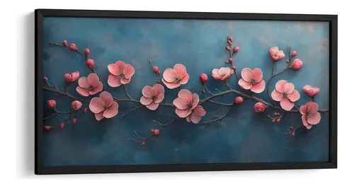 comprar Cuadro Enmarcado Negro Flor De Cerezo 60x30, Dav Madrid