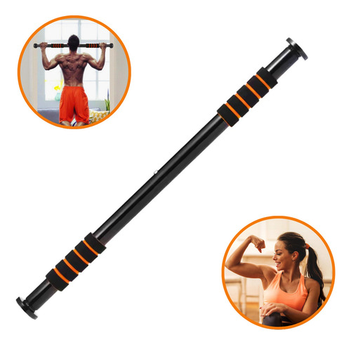 Barra De Porta E Parede Ajustável - Flexão - Musculação Cor Preto
