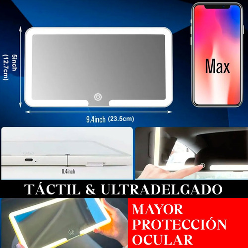 Espejo De Maquillaje De Visera Con 3 Modos Luz Led De Coche Blanco