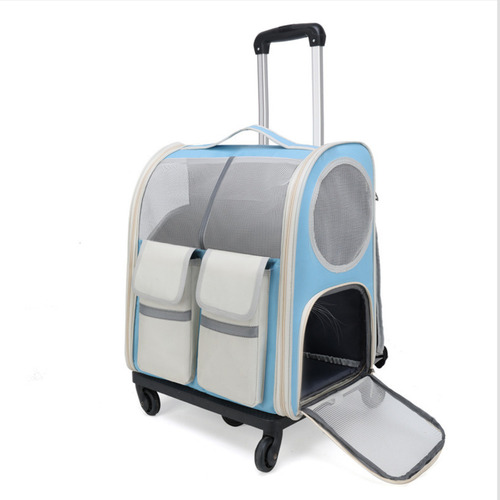 Mochila Transporte Gato Cães Até 10kg Respirável Com Rodinha