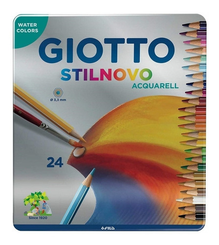 Imagen 1 de 1 de Lapices Giotto Stilnovo Acuarelables Lata X 24 Unidades