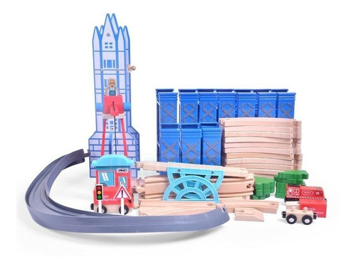 Imagen 2 de 2 de Tren Pista Orbita Espiral 50 Pzs De Lujo Madera Acool Ac7525
