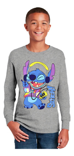 Camisetas Remeras Manga Larga Stitch Niño