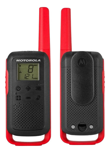 6 Radio Comunicador Walktalk Profissional Motorola T210 32km Bandas De Freqüência Uhf Cor Preto/vermelho 127/220v