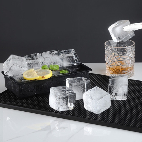 Forma De Silicone Gelo Cubo Grande 6 Cubos Drink Whisky Top Cor Preto