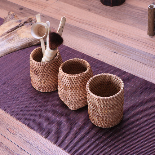Set De Té Tejido De Ratán Hecho A Mano, Multiusos