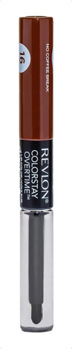 Batom líquido Revlon Overtime Lipcolor No Coffee Break com acabamento labial fosco