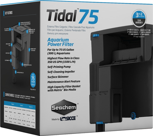 Filtro Cascada Tidal 75 Acuario Peces Skimmer 1500 L/h