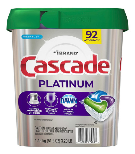 Lavajillas Cascade Platinum Detergente 92
