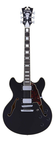 Guitarra eléctrica D'Angelico Premier DC double-cutaway/semi-hollow de arce black flake brillante con diapasón de ovangkol