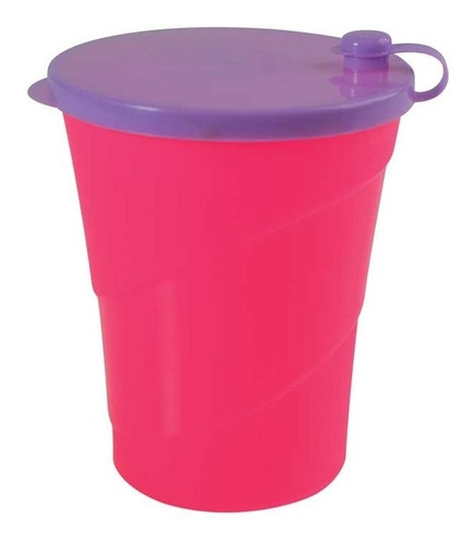 Copo Canudo C/ Tampa Plástico 500ml P/ Canudo Plasutil