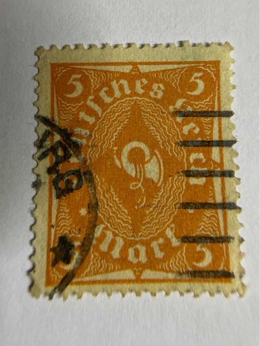 Sello Postal Imperio Alemán Cuerno Postal 5 De 1922