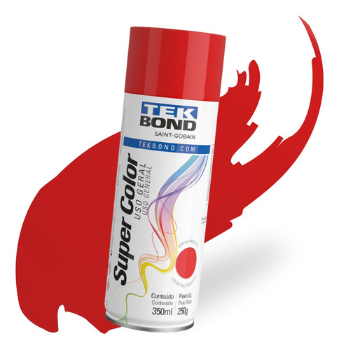 Tinta Spray Super Color Uso Geral 350ml Vermelho Tekbond