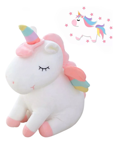 Unicornio De Peluche Arcoiris Súper Suave 50cm Kawaii