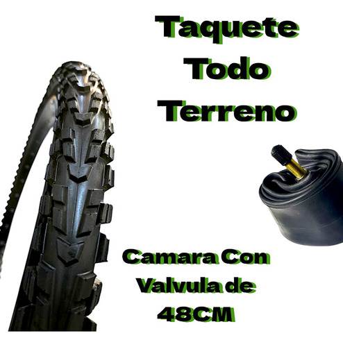 Kit 2 Llantas 2 Camaras R 26x2.125, Parche Para Bicicleta Color Negro Reforzado Taquete Todo Terreno