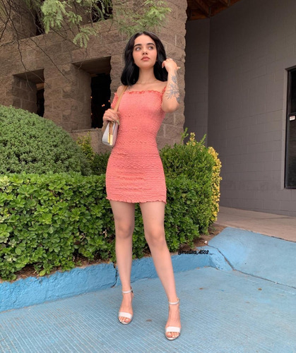 Imagen 2 de 2 de Vestido Corto Ligas / Elástico Manga Dama-casual Premium