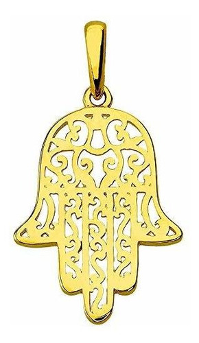 Colgante De Oro Amarillo 14k Hamsa Filigrana