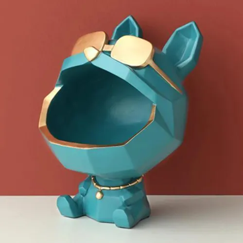 Estatua Decoración Perro Boca Abierta Con Lentes Deco