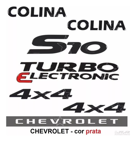 Adesivos S10 Turbo + Colina 4x4 Pretos + Faixa - 2006 À 2008