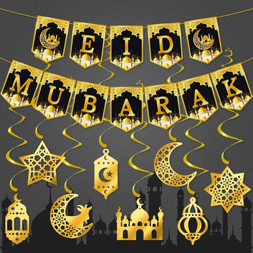 Eid Mubarak Banner Adornos Ramadán Decoraciones Para La