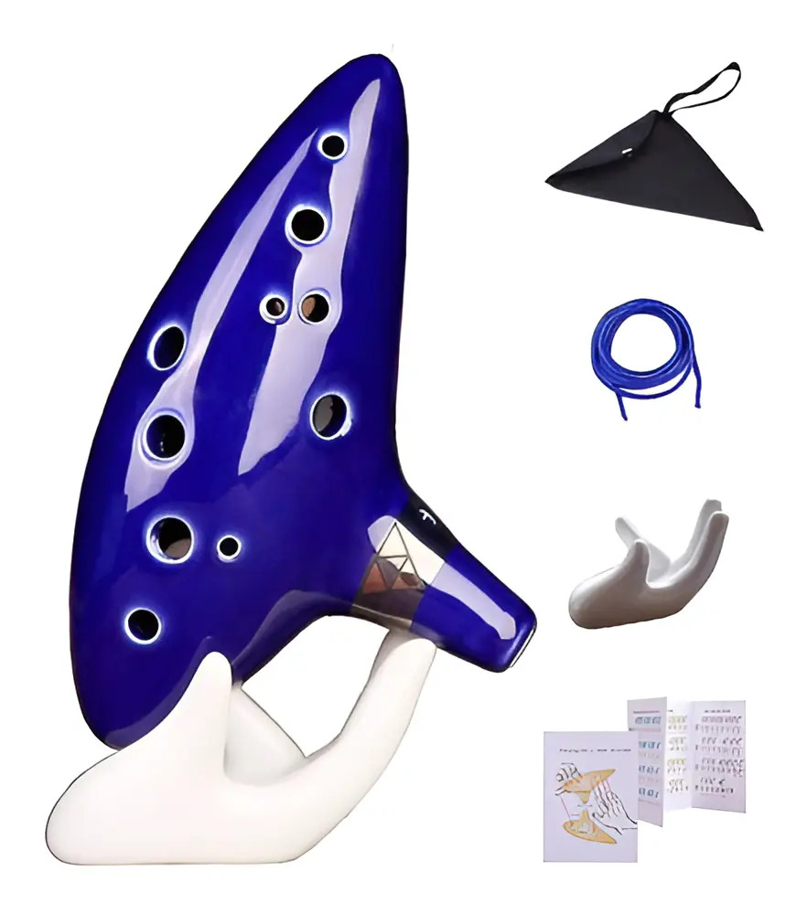 Legend Of Zelda Ocarina 12 Buracos Alto C + Bag + Manual Alto C The Legend Of Zelda Nordic Blue