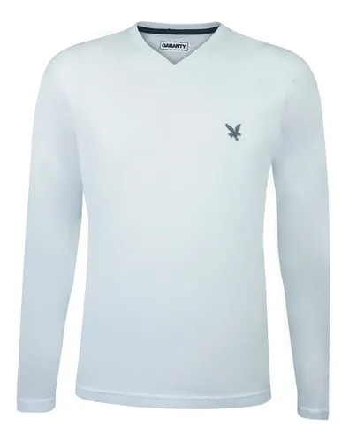 Playera blanca manga larga hombre sale