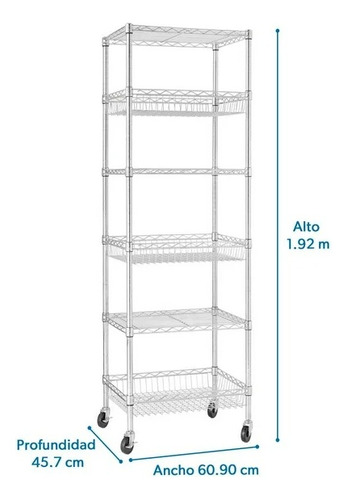 Rack Member's Mark Cromado Estante 6 Niveles Con Ruedas