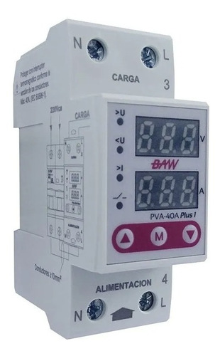 Protector Tensión Baw Monofásico 63a Din Digital Volt Amper