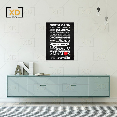 Placa Decorativa Quadro Frase Família Nesta Casa Somos 20x30