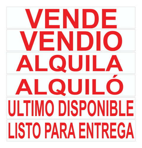 Franjas Vinilo Vende, Alquila, Pack X 6 Unidades 60x10cm C/u