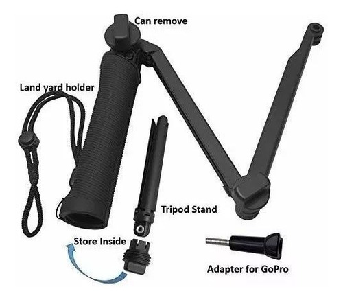 Bastão Go Pro Hero Dobrável 3 Way Alça Gopro Hero 3 4 5 6 2