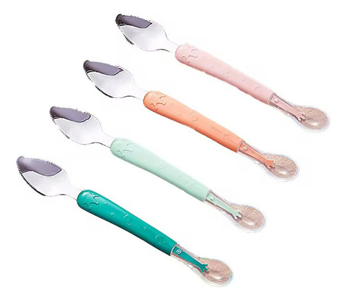 Cuchara Bebé Silicona Para Alimentos De Doble Cabeza Chufi Rosa