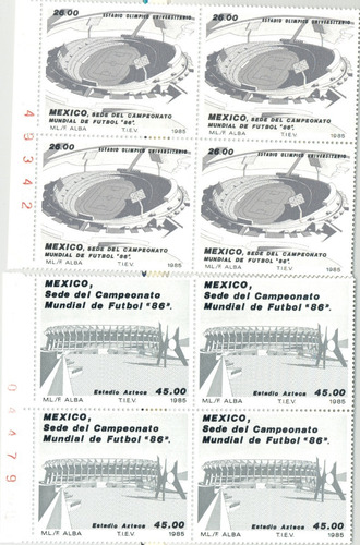 Estampillas 1985 Mundial Futbol México 86 Estadios Mnh Block
