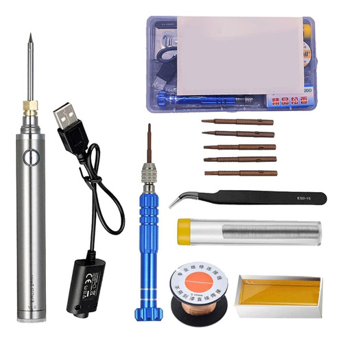 Kit De Soldadura Electrónica Inalámbrica De Carga 5v Plata